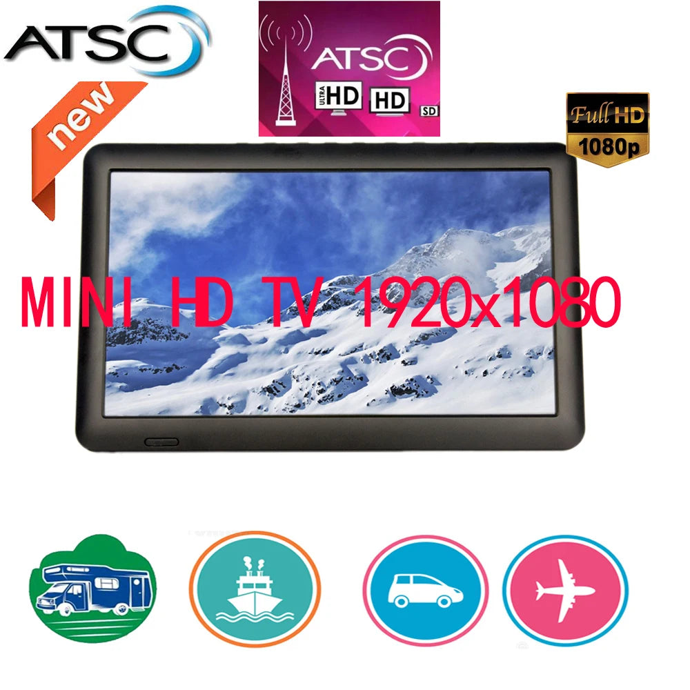 Leadstar & ASPURE Rechargeable HD 10.8 Inch Mini Tv Monitor DVBT2 ISDBT ATSC Portable Tv HDMI Input Player For Home Car Outdoor