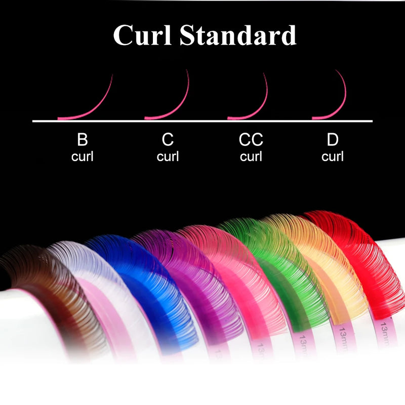 NAGARAKU Mix Color Eyelashes Make up High Quality Soft Natural Synthetic Mink Rainbow Eyelash Extension Supplies  8 Colors Mix