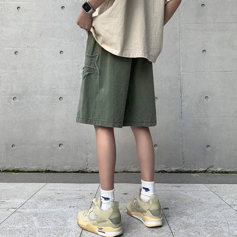 Summer Shorts Men Loose spodenki meskie Vintage Denim | SAMAG