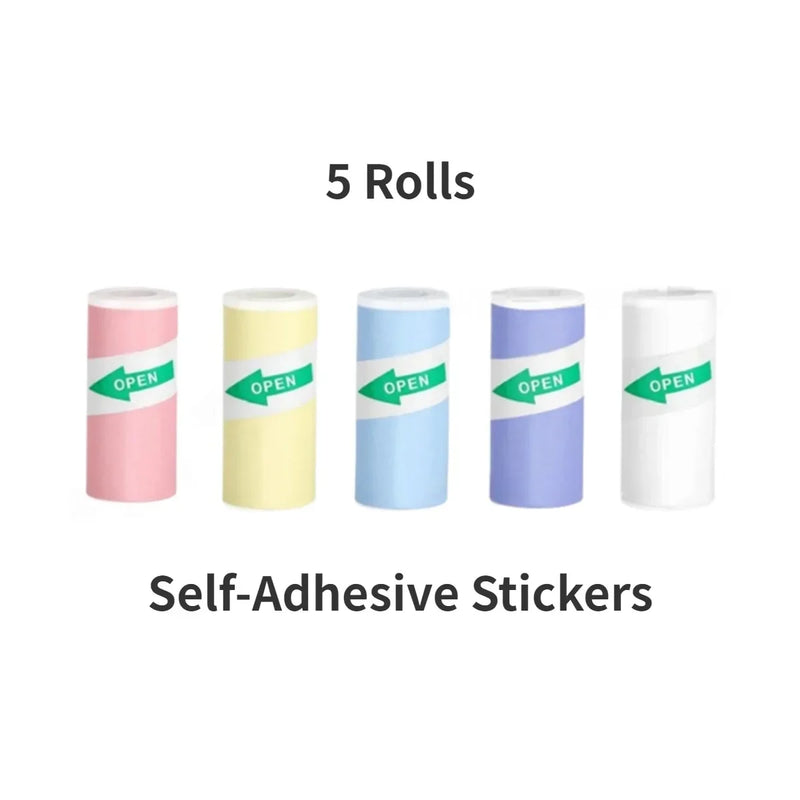 Mini Printer Sticker Paper, Thermal Paper Rolls For T02/M02 and Mini Printer, Smooth Color Self-Adhesive Paper 25X57mm Paperang