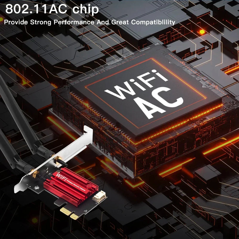Kebidumei AC1200 WiFi 5 PCI - E Network Card Wireless Bluetooth 4.1 Adapter Dual Band 2.4G/5GHz 802.11AC - Visuel 4 | SAMAG