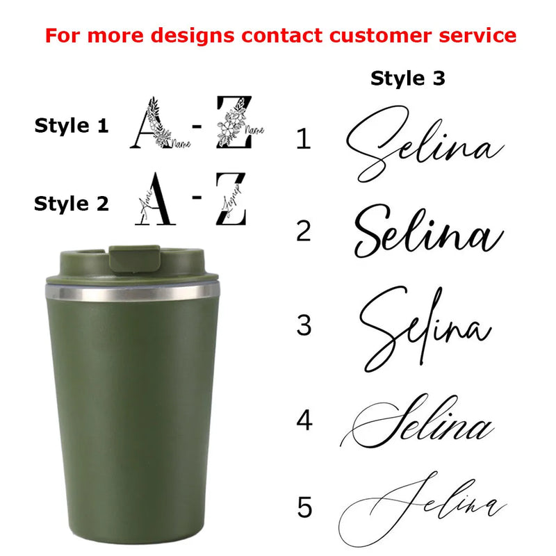 Custom Engraved Thermos Mug Personalized Insulated Travel Cup with Name Double Wall Stainless Steel Gift Mug for CoffeeTea