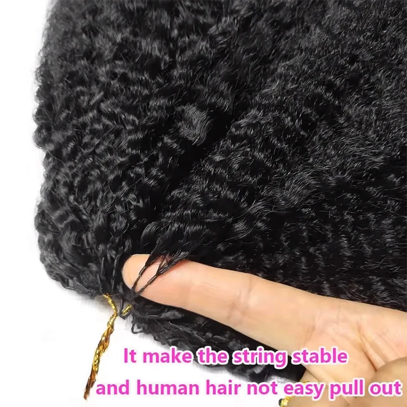 30 Inch 60g/Pack 1-5PCS Afro Kinky Straight Human Hair Crochet Knotless Pre-Separated Feather Light Crochet Human Hair Extensions Wigs Miracle Knots Crochet Human Hair Braiding Hair Extensions Materials Bouncy Kinky Crochet H