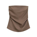 Strapless Draped Bustier Tops for Women, Straight Neck, Back Zipper, Female Camis, Fashion