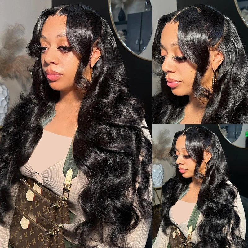 Alibele 13x6 HD Lace Frontal With Bundles Brazilian Body Wave Bundles With 13x6 Lace Front Long Hair Weave Bundles With Frontal