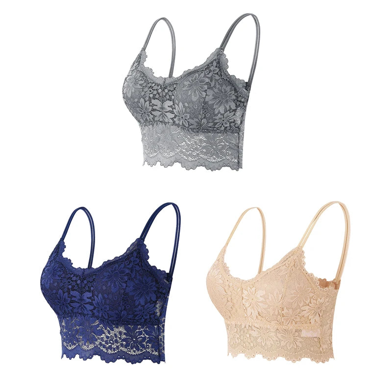 Women's Lace Bras Top Comfortable Bralette Solid Color - Visuel 20 | SAMAG