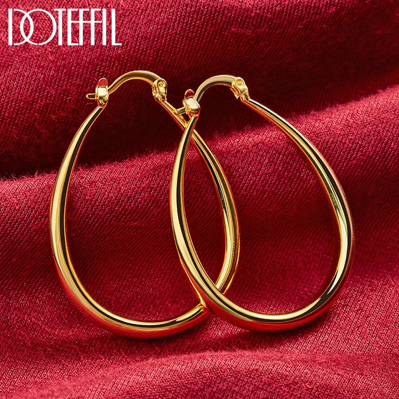 DOTEFFIL 18K Gold Smooth Circle 41mm Hoop Earrings For Women Man Lady Gift Fashion Charm Wedding Jewelry - Visuel 3 | SAMAG