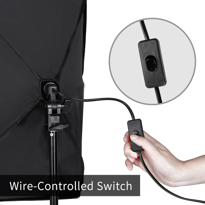 New 30w 40w Photography 50x70CM Softbox Lighting Kits System Soft box Continuous Light Use For Photo Studio Portrait Shooting