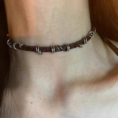 New Punk Trendy Gothic Geometry Leather Collar Chain | SAMAG