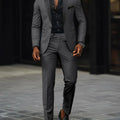 Men's New Fashion Business Casual Two-piece, Comfortable and Breathable Slim-fit Side Slit Single-button Suit Jacket+trousers
