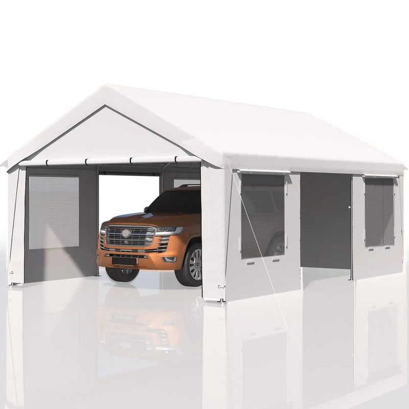 13x20 Ft Heavy Duty Carport with Roll-up Windows，Portable | SAMAG