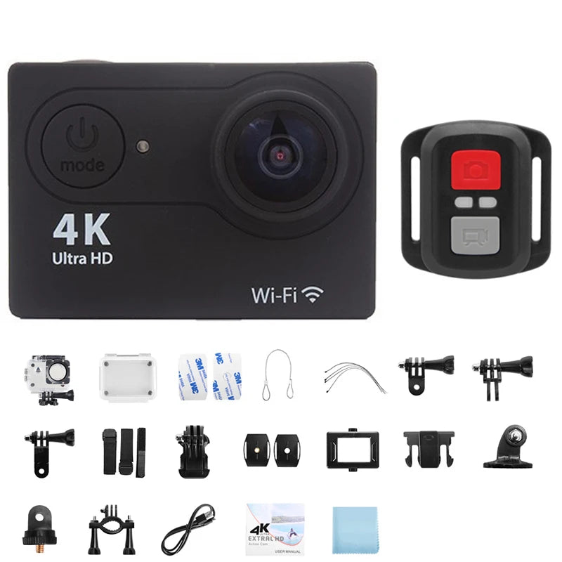 Ultra HD 4K Original Action Camera 1080P/30FPS WiFi 170D Diving Underwater Waterproof Helmet Vedio Remote Control Mini Sport Cam