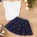 Summer Girls' Clothing Sets Butterfly Print Short - Sleeved - View 2 | SAMAG