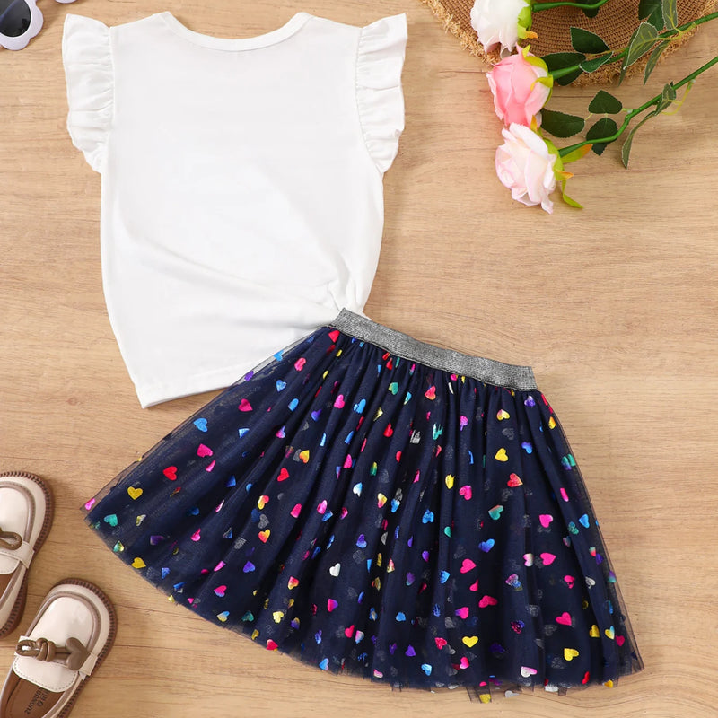 Summer Girls' Clothing Sets Butterfly Print Short - Sleeved - View 2 | SAMAG