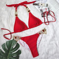 Halter Metal Chains Rhinestone Diamond Bikini Women | SAMAG