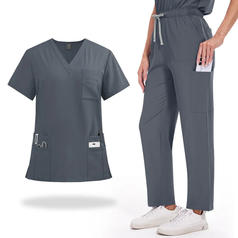 Summer Short Sleeved Hospital Doctor Uniforms Spa Uniforms Dental Clinic Medical Scrubs Suits Pet Grooming Veterinary Nurse Sets
