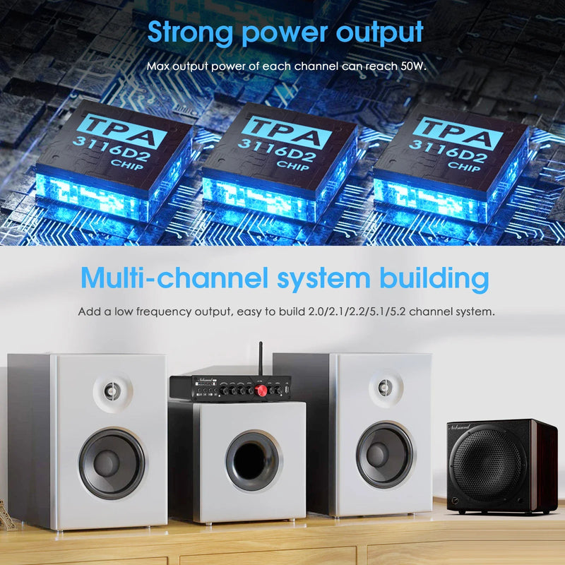 Nobsound M5.1 Digital Bluetooth Receiver 5.1 Channel Coaxial/Optical Home Theater Power Amp U-disk Subwoofer Amplifier