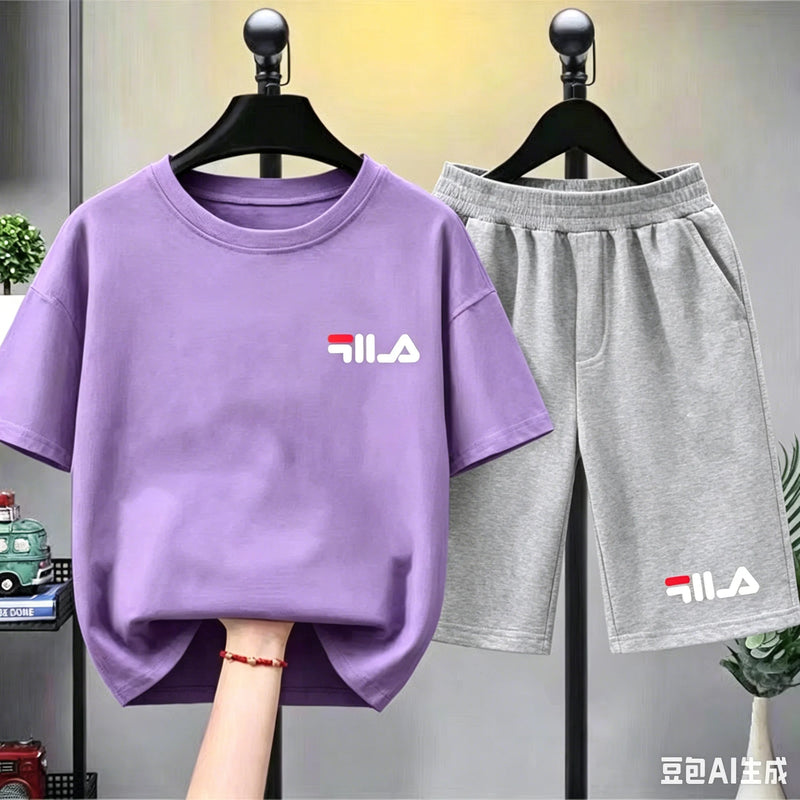 Summer Brand White T - shirt+Shorts Two - piece Set Kids - View 17 | SAMAG