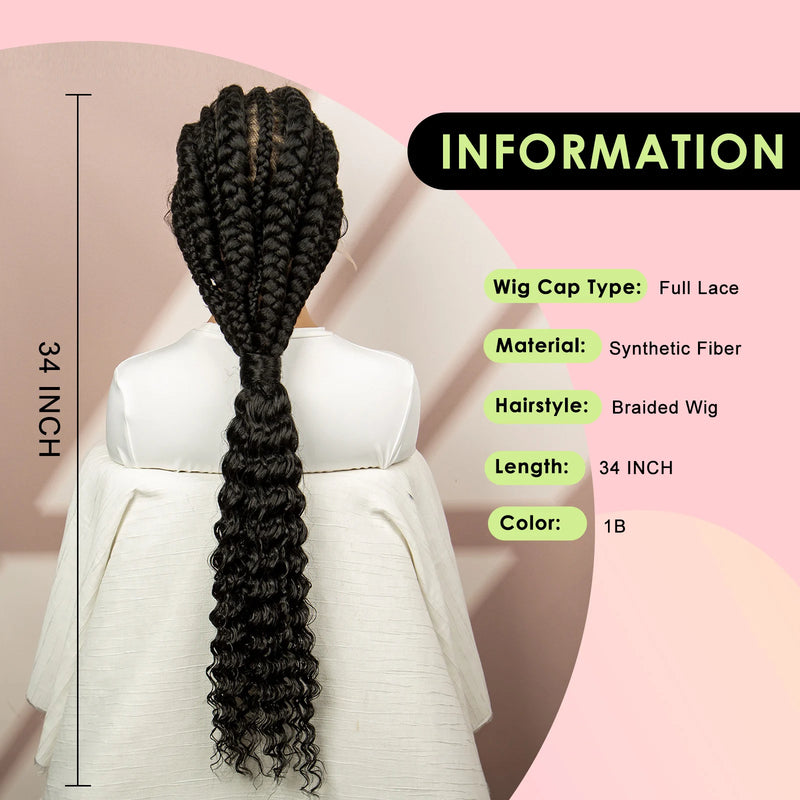 Synthetic Dutch Braided Wigs Full Lace Cornrow Braided Wig with Baby Hair Full Lace Wig 30 Inch Protective Braids