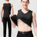 Mens Underwear 37° Heating Fiber Plus Velvet Seamless Vest Men's Winter Slim Warm Bottoming Shirt Men's Speed Thermal Underwear