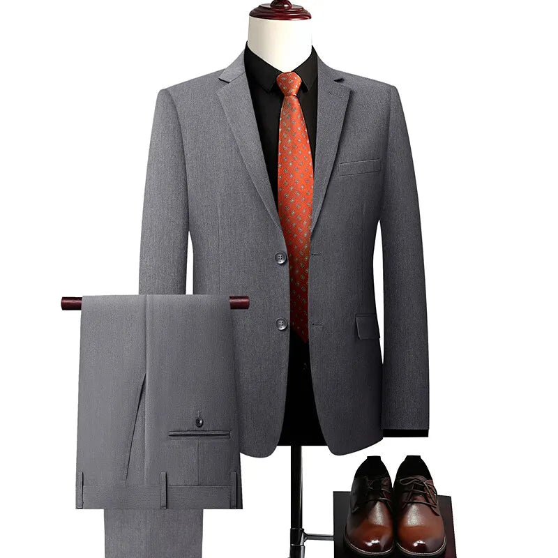new model men High quality four-sided stretch Suit Formal  Jacket + Trousers 2-piece suit Men's Business suit size 5XL