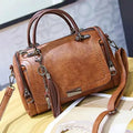 Tassel Decor Women's Large Capacity Shoulder Bag Fashion Zipper Crossbody Bags With Removable Strap Boston Handbag Женская сумка