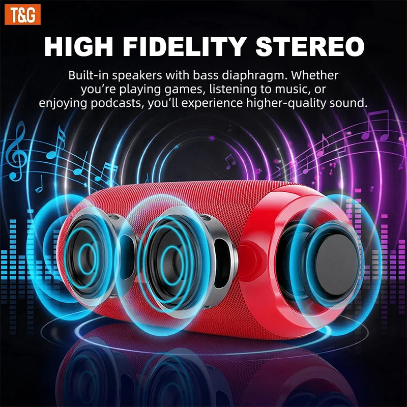 TG117 Bluetooth Portable Wireless Speaker, IPX4 Waterproof, TWS Stereo Sound, Support TF Card & USB Playback, Connect Phone Tablet TV, Outdoor Wireless Audio Speaker, Ideal Birthday, Thanksgiving, Christmas Party Gift