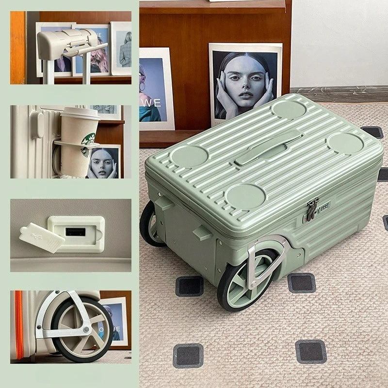 Side Opening Luggage Compartment with Oversized Wheels Large Capacity Travel Suitcase Travel Suitcase on Wheels
