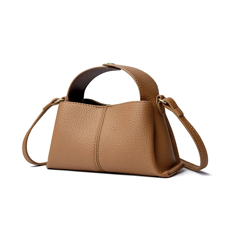 Luxury Vintage Soft Leather Women Boston Bag Minimalist Fashion Commute Shoulder Crossbody Handbag