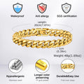 Gold Color Cuban Chain Bracelets for Men,6/8/10/12MM Stainless Steel Chain Link Wristband,Casual Hip Hop Male Jewelry Gift