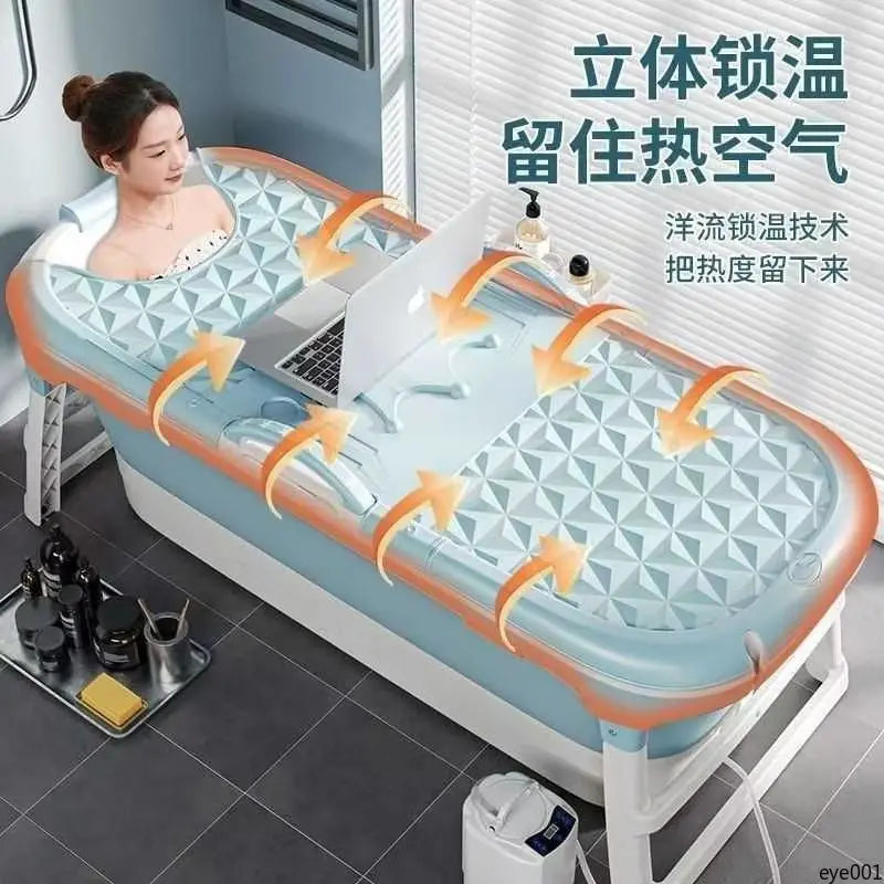 Foldable Adult Bathtub, Large Portable Soaking Tub, Thickened Material, Full Body Home Spa