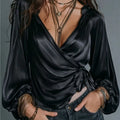 Fashion Satin Loose Elegant Women's Cardigan Shirt Spring And Autumn New Casual Pleated Thin Belt Female Office Shirt 2026