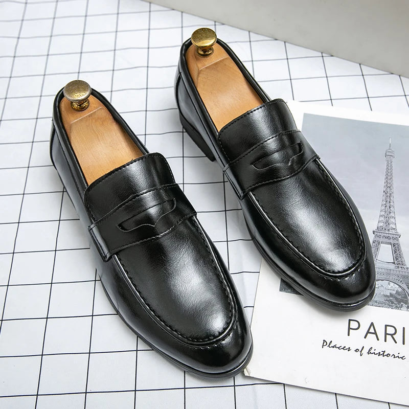 Men's Dress Shoes Trend Casual Business Leather Shoes For Men Classic Slip On Formal Social Wedding Leather Shoes Men Loafers