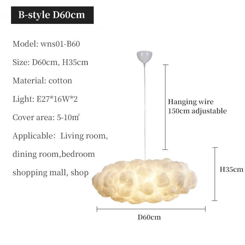 Modern Floating Cloud Led Pendant Light Living Dining Room Chandelier Lighting Bedroom Lampara Restaurant Hanging Lamp Luminaire