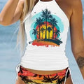 Sexy Solid Print Tankini Set Tied Halter Bikini Swimsuit | SAMAG