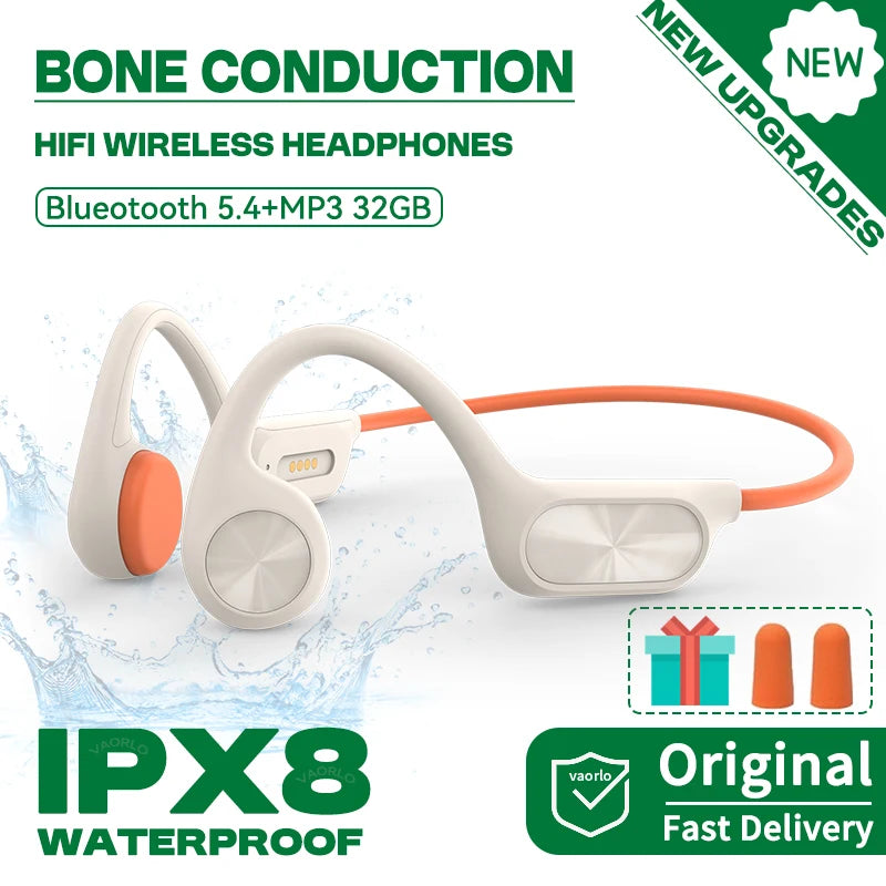 New-X7 Bone Conduction Wireless Headphone Bluetooth 5.4 IPX8 Waterproof Swim Headset 32GB MP3 Player HIFI Music Sports Earphone