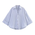 Striped Women's Shirt White Loose Casual for Summer - View 2 | SAMAG