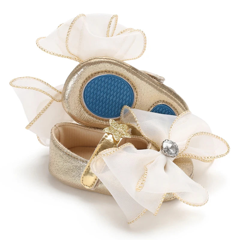 Gold Color Theme Christening baby Shoes for 1 Year Old Newborn Baby Baptismal Shoes for Girl Kids