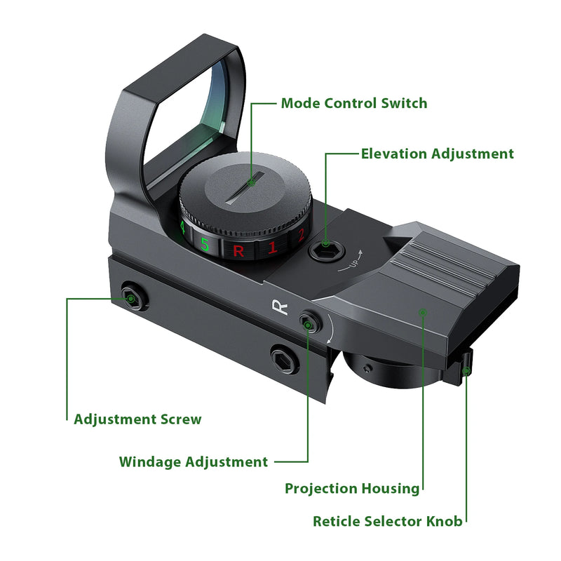 Bestsight Red Dot Sight Holographic Reflex Sight 4 Reticle Optics Red and Green Illuminated Collimator Sight Hunting Scopes