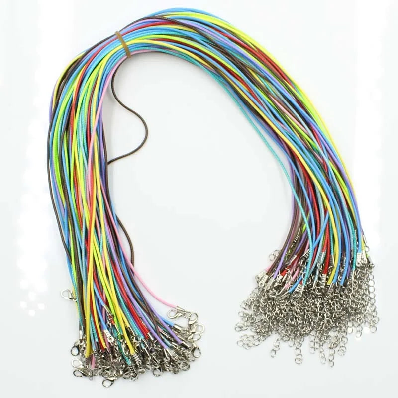 20Pcs Handmade Leather Adjustable Braided Rope Necklaces & Pendant Charms Findings Lobster Clasp String - Visuel 2 | SAMAG