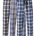 Men's 3Pcs Pajama Sleeping Pants Cotton Plaid Pjs, Long Plaid Print Sleepwear Pajama Pants with Elastic Waist Homewear