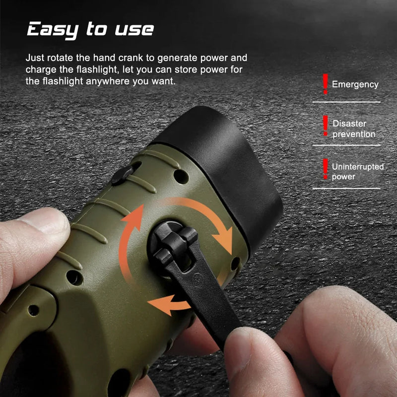 LED Flashlight Hand Crank Solar Powered Rechargeable - View 5 | SAMAG