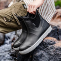 Men Rain Boots Non-slip Water Shoes Outdoor Waterproof Fishing Boots Slip on Men Rubber Boots PVC Material Round Toe Rain Shoes