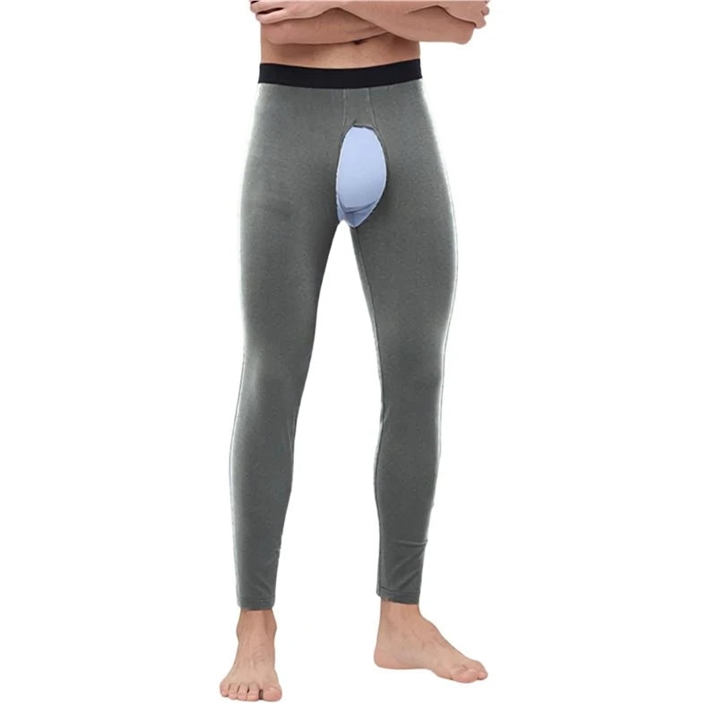 Mens Open Fly Breathable Cotton Thermal Long Johns Black S Eco-Friendly