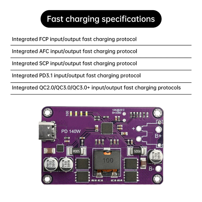 PD3.1 140W High Power Fast Charger Module 3S 4S 5S 6S Type C Interface Li-ion Battery Charger/Discharger Module