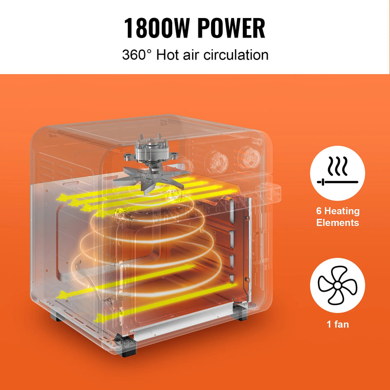 SucceBuy 18L 1700W Air Fryer Toaster Oven Stainless Steel Toaster Ovens Countertop Combo with Grill Home and Commercial Use