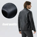 Men's Leather Jackets Casual Fashion Motorcycle Coat O-Neck PU Jacket Autumn Anti-wind Leather Coat Slim Fit Faux Leather Jacket