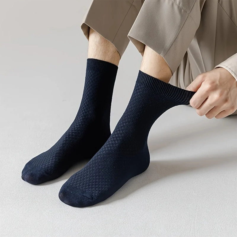 10 Pairs/Lot Men's Bamboo Fiber Socks Autumn Long Black | SAMAG
