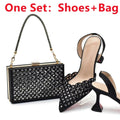 New Arrival Nigeria Women Designer Shoes and Bags Decorated with Rhinestone Wedding Italian Shoes Bag Set Pumps Women Luxury