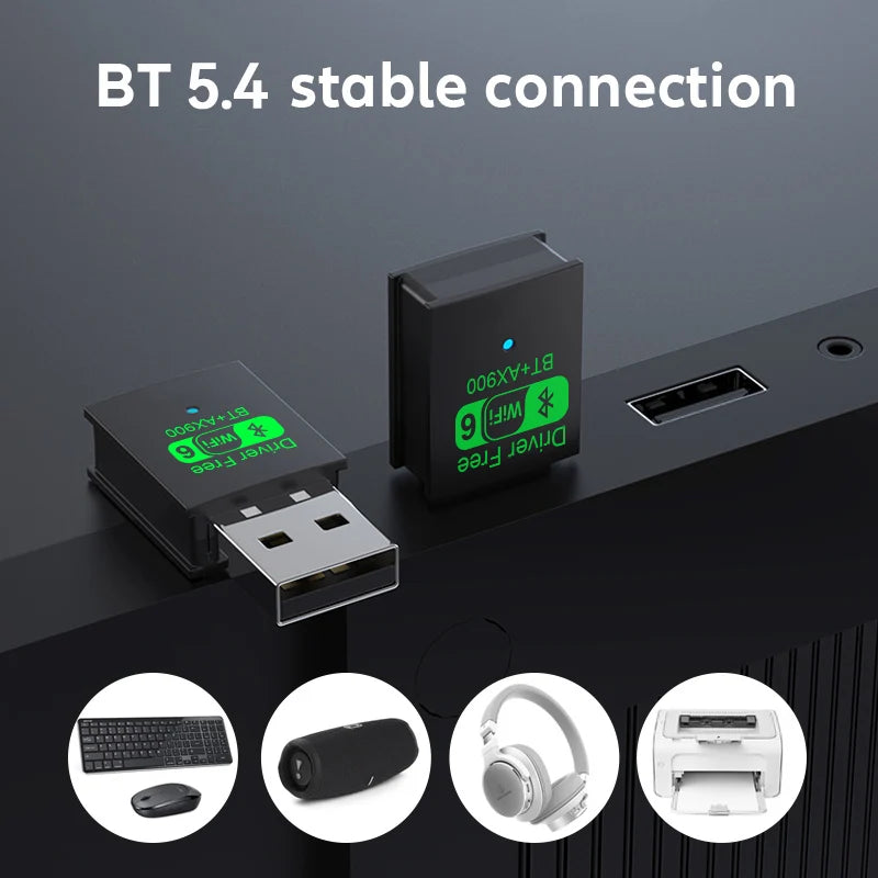 2 IN 1 WIFI6 AX900 USB WiFi Bluetooth 5.4 Wireless Adapter Dual Band 2.4G+5GHz 900Mbps Network Card - Visuel 4 | SAMAG